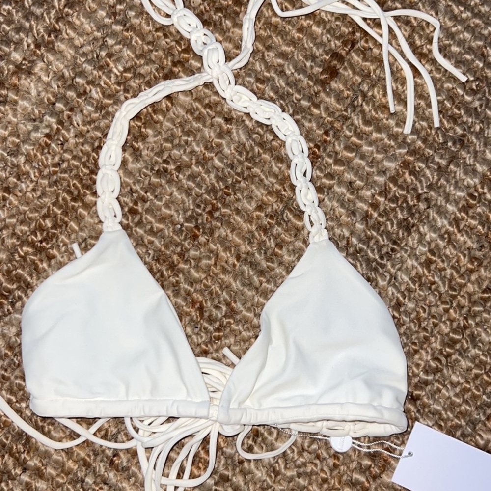 MIKOH Indies Macrame Triangle Top in Bone NWT
